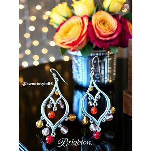 BRIGHTON "Prism Lights" Silver And Crystal Drop Earrings EVENT READY